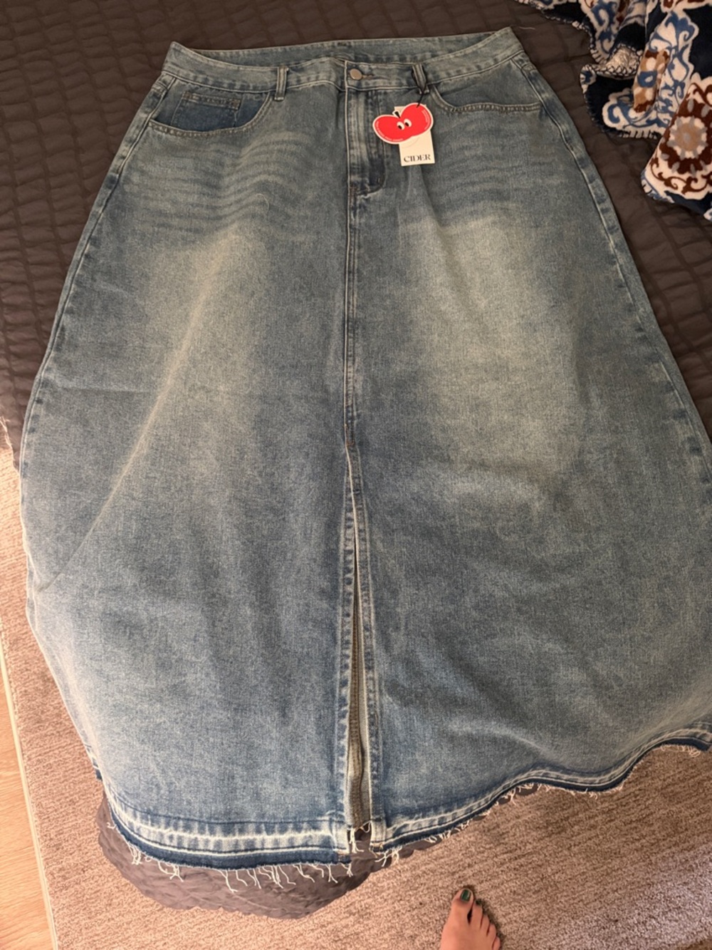 Cider Light Wash Denim Pencil Skirt